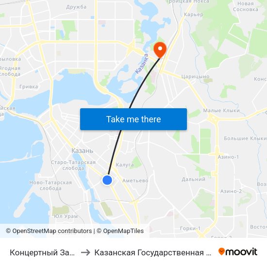 Концертный Зал Филармонии to Казанская Государственная Ветеринарная Академия map