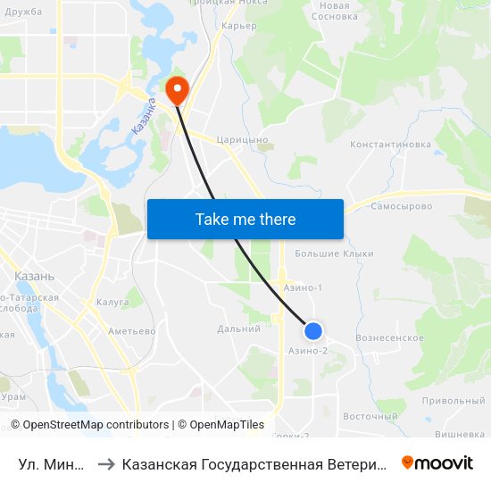 Ул. Минская-1 to Казанская Государственная Ветеринарная Академия map