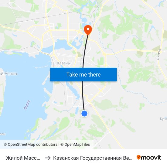Жилой Массив Ферма-2 to Казанская Государственная Ветеринарная Академия map