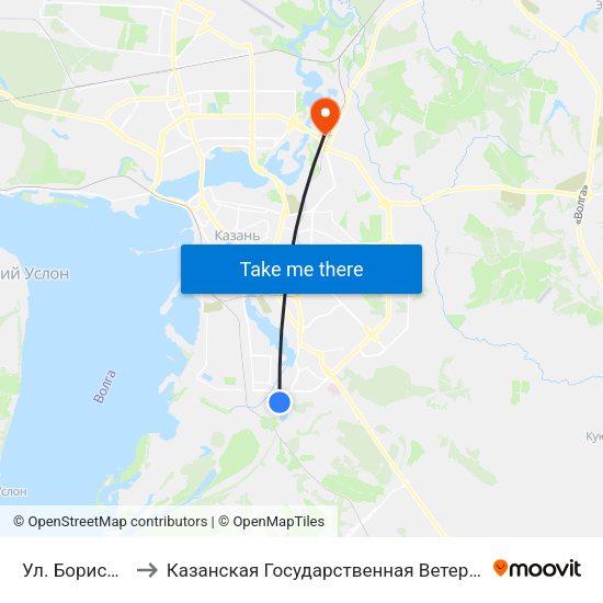 Ул. Борисковская to Казанская Государственная Ветеринарная Академия map