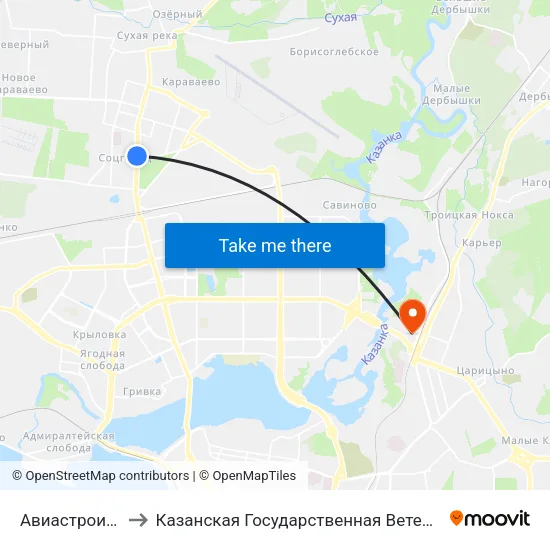 Авиастроительная to Казанская Государственная Ветеринарная Академия map
