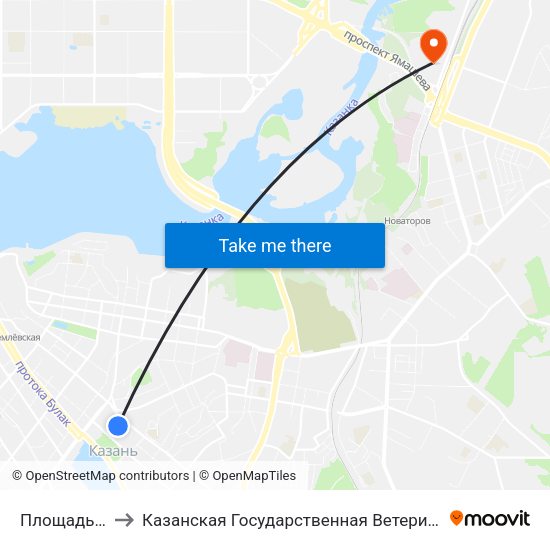 Площадь Тукая to Казанская Государственная Ветеринарная Академия map