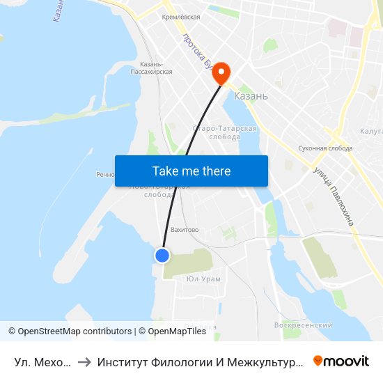 Ул. Меховщиков to Институт Филологии И Межкультурной Коммуникации Кфу map