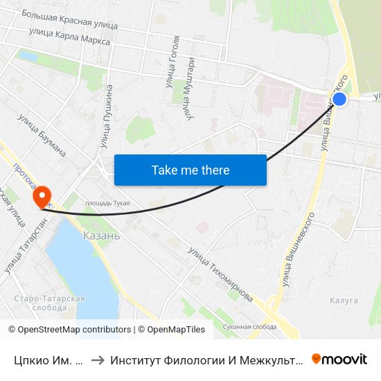 Цпкио Им. Горького-2 to Институт Филологии И Межкультурной Коммуникации Кфу map