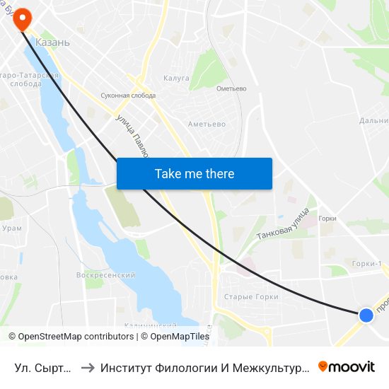 Ул. Сыртлановой to Институт Филологии И Межкультурной Коммуникации Кфу map