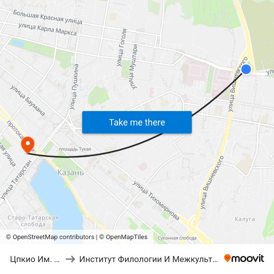 Цпкио Им. Горького-3 to Институт Филологии И Межкультурной Коммуникации Кфу map