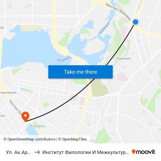 Ул. Ак.Арбузова-3 to Институт Филологии И Межкультурной Коммуникации Кфу map
