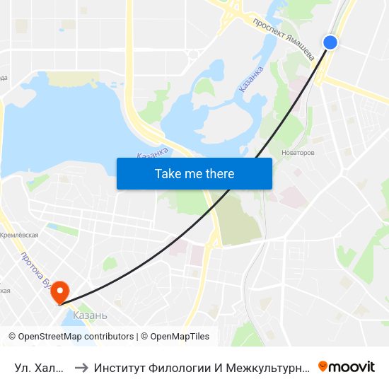 Ул. Халитова-2 to Институт Филологии И Межкультурной Коммуникации Кфу map