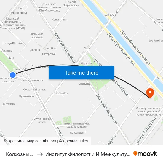 Колхозный Рынок-5 to Институт Филологии И Межкультурной Коммуникации Кфу map
