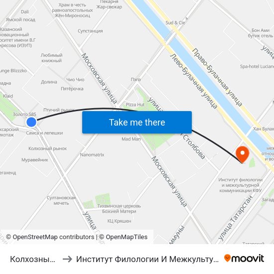 Колхозный Рынок-4 to Институт Филологии И Межкультурной Коммуникации Кфу map