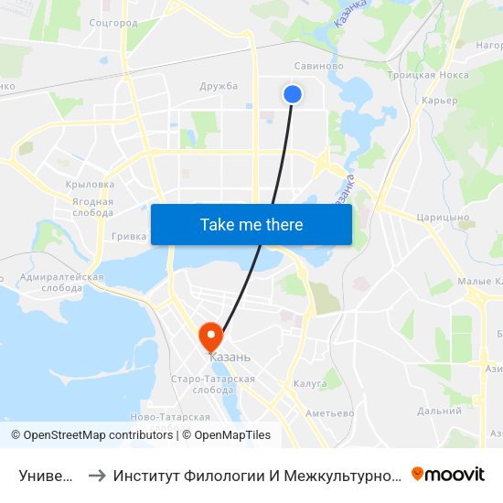 Универсам 2 to Институт Филологии И Межкультурной Коммуникации Кфу map