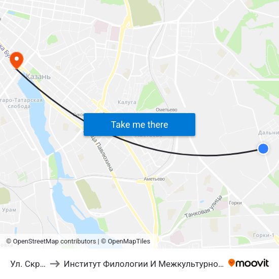 Ул. Скрябина to Институт Филологии И Межкультурной Коммуникации Кфу map