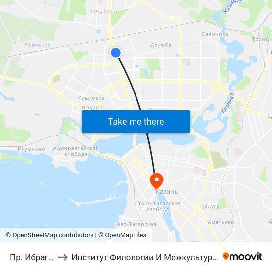 Пр. Ибрагимова-2 to Институт Филологии И Межкультурной Коммуникации Кфу map