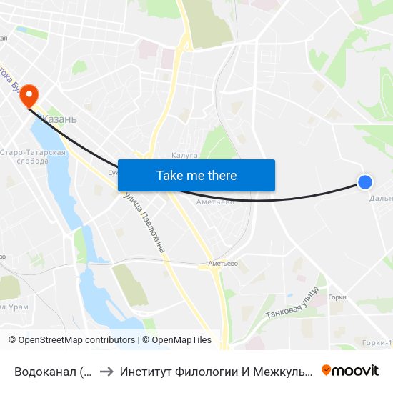 Водоканал (Ул. Родины) to Институт Филологии И Межкультурной Коммуникации Кфу map