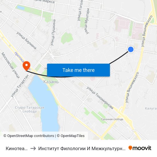 Кинотеатр Мир to Институт Филологии И Межкультурной Коммуникации Кфу map