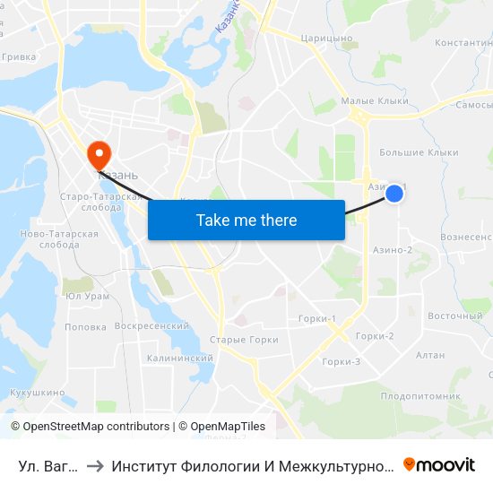 Ул. Вагапова to Институт Филологии И Межкультурной Коммуникации Кфу map