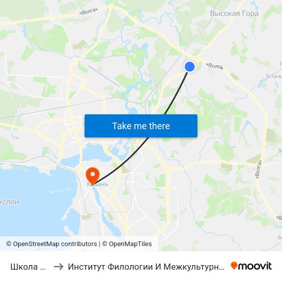 Школа №166-1 to Институт Филологии И Межкультурной Коммуникации Кфу map