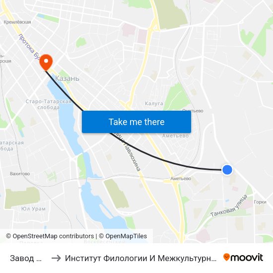 Завод Жби-2-1 to Институт Филологии И Межкультурной Коммуникации Кфу map