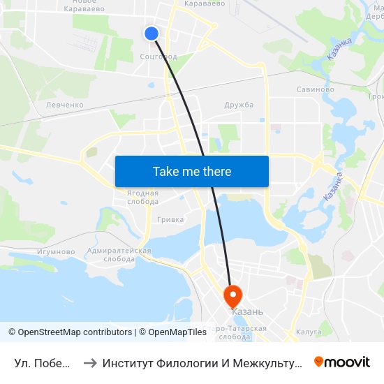Ул. Побежимова-1 to Институт Филологии И Межкультурной Коммуникации Кфу map