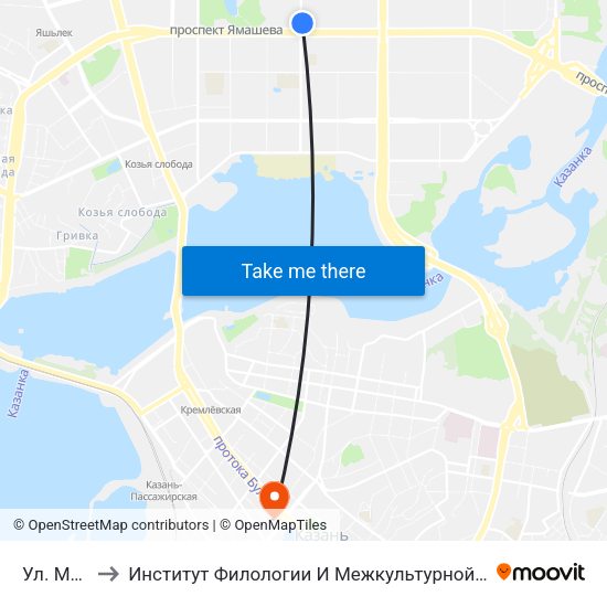 Ул. Мусина to Институт Филологии И Межкультурной Коммуникации Кфу map