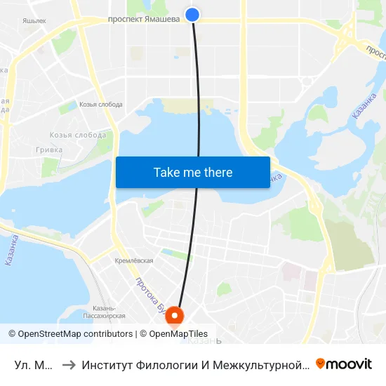Ул. Мусина to Институт Филологии И Межкультурной Коммуникации Кфу map