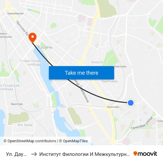 Ул. Даурская-3 to Институт Филологии И Межкультурной Коммуникации Кфу map