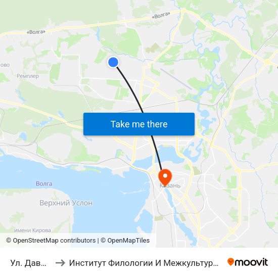Ул. Давыдова-2 to Институт Филологии И Межкультурной Коммуникации Кфу map