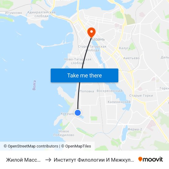 Жилой Массив Кукушкино to Институт Филологии И Межкультурной Коммуникации Кфу map