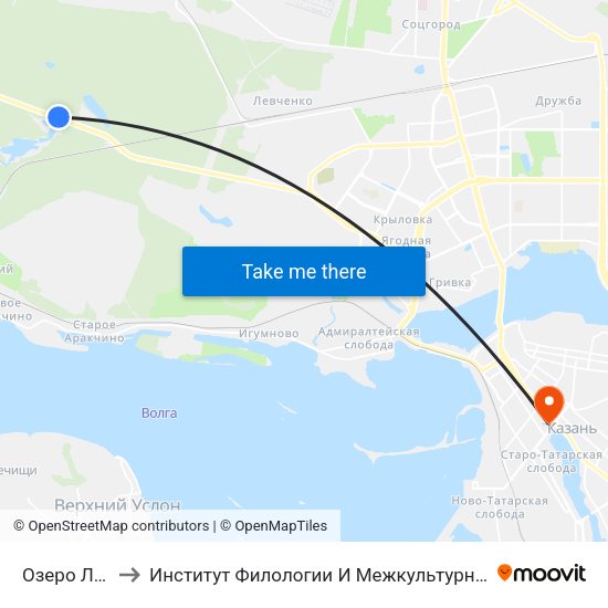 Озеро Лебяжье to Институт Филологии И Межкультурной Коммуникации Кфу map