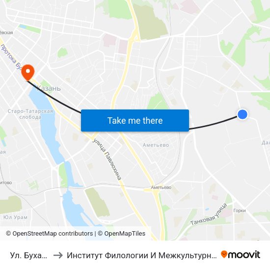 Ул. Бухарская-1 to Институт Филологии И Межкультурной Коммуникации Кфу map
