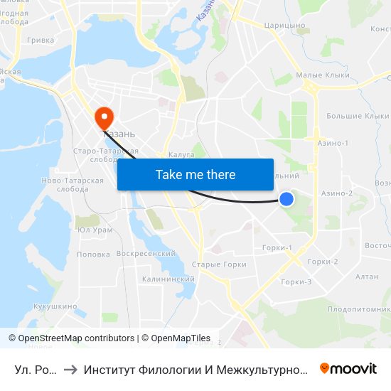 Ул. Родины to Институт Филологии И Межкультурной Коммуникации Кфу map