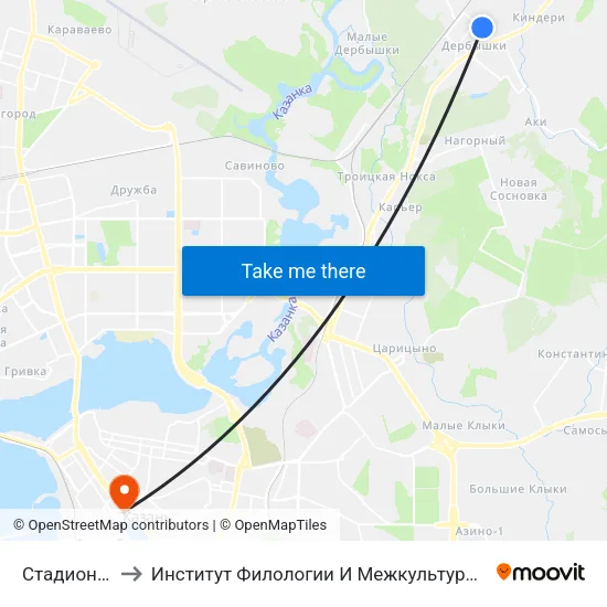 Стадион Ракета to Институт Филологии И Межкультурной Коммуникации Кфу map
