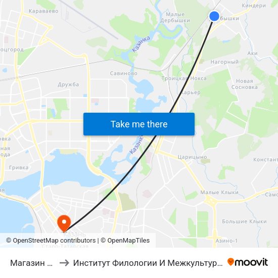 Магазин Восток-1 to Институт Филологии И Межкультурной Коммуникации Кфу map