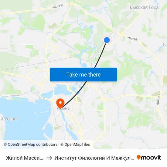 Жилой Массив Дербышки-1 to Институт Филологии И Межкультурной Коммуникации Кфу map