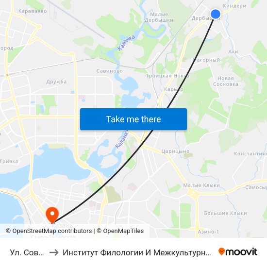 Ул. Советская to Институт Филологии И Межкультурной Коммуникации Кфу map