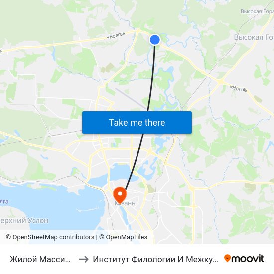 Жилой Массив Голубые Озера to Институт Филологии И Межкультурной Коммуникации Кфу map