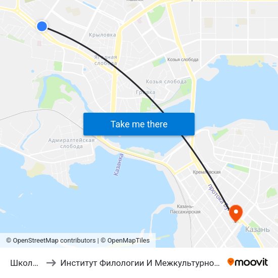 Школа №70 to Институт Филологии И Межкультурной Коммуникации Кфу map