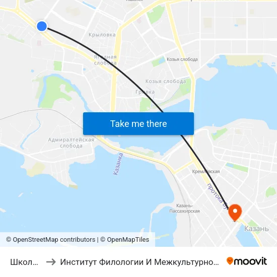 Школа №70 to Институт Филологии И Межкультурной Коммуникации Кфу map