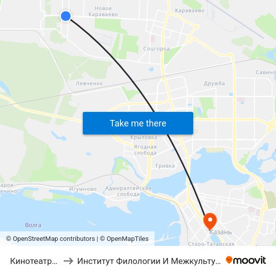 Кинотеатр Юность-1 to Институт Филологии И Межкультурной Коммуникации Кфу map