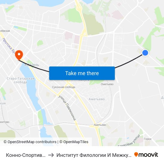 Конно-Спортивный Комплекс-2 to Институт Филологии И Межкультурной Коммуникации Кфу map
