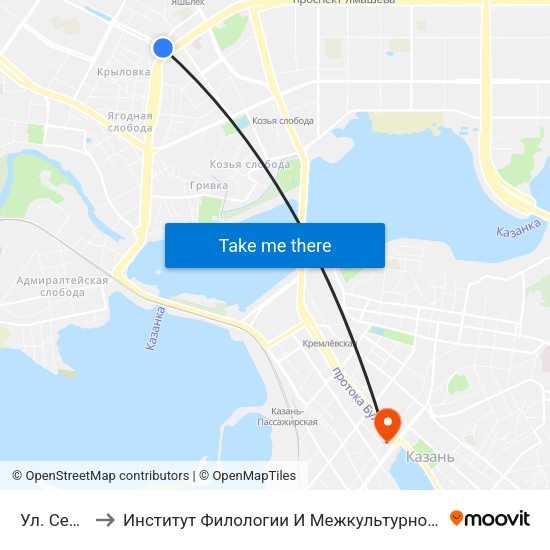 Ул. Серова-3 to Институт Филологии И Межкультурной Коммуникации Кфу map