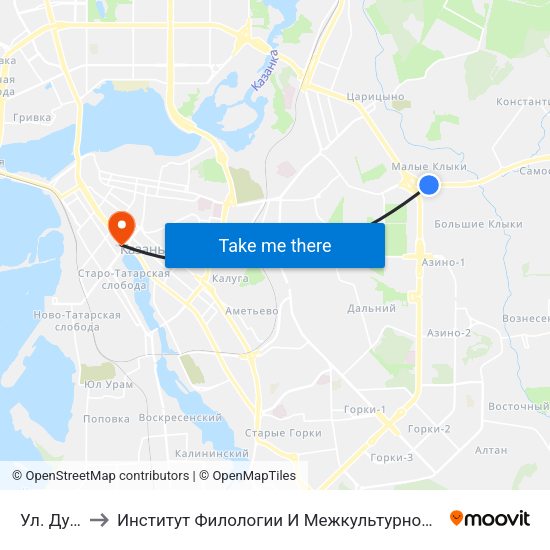 Ул. Дуслык to Институт Филологии И Межкультурной Коммуникации Кфу map