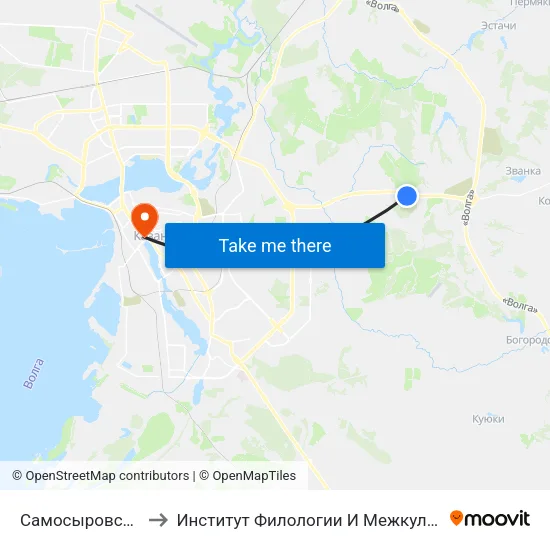 Самосыровское Кладбище to Институт Филологии И Межкультурной Коммуникации Кфу map