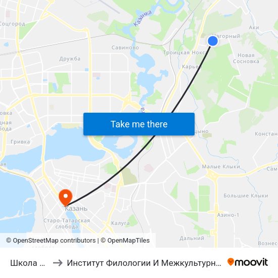 Школа №124-1 to Институт Филологии И Межкультурной Коммуникации Кфу map