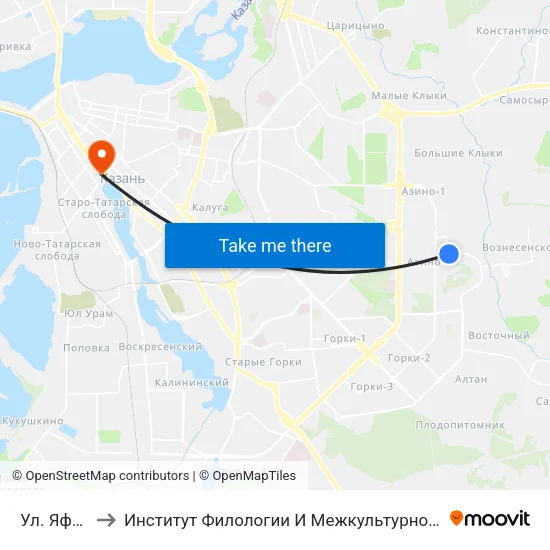 Ул. Яфраклы to Институт Филологии И Межкультурной Коммуникации Кфу map
