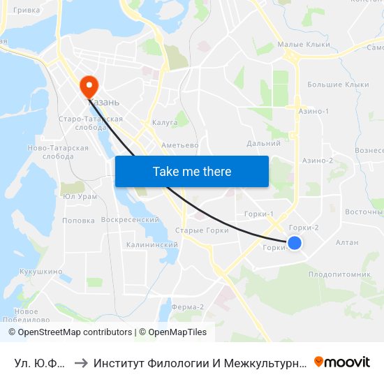 Ул. Ю.Фучика-3 to Институт Филологии И Межкультурной Коммуникации Кфу map