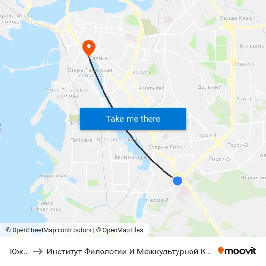 Южная to Институт Филологии И Межкультурной Коммуникации Кфу map