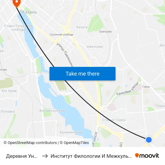 Деревня Универсиады-1 to Институт Филологии И Межкультурной Коммуникации Кфу map