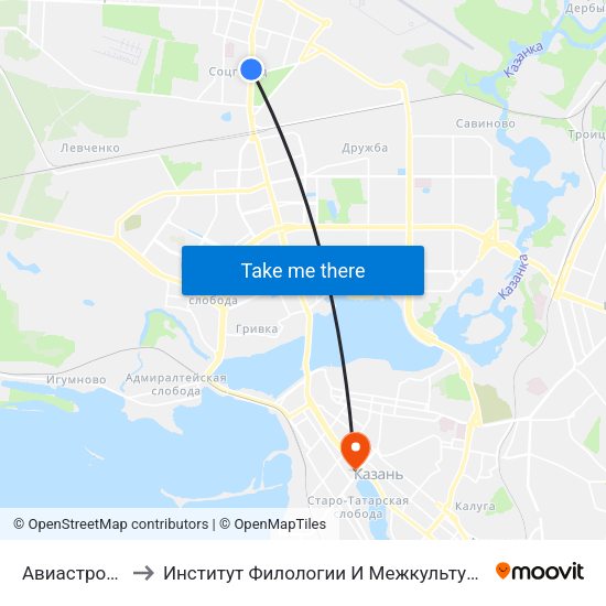 Авиастроительная to Институт Филологии И Межкультурной Коммуникации Кфу map