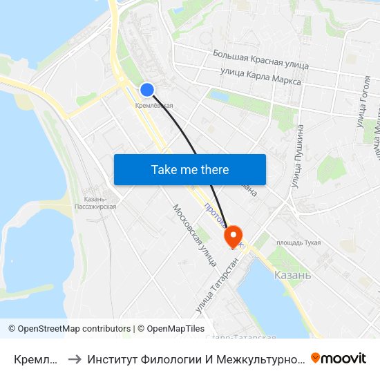 Кремлевская to Институт Филологии И Межкультурной Коммуникации Кфу map